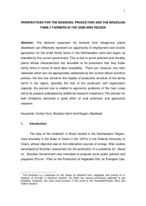 1  PERSPECTIVES FOR THE BIODIESEL PRODUCTION AND THE BRAZILIAN