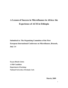 A Lesson of Success in Microfinance in Africa: the