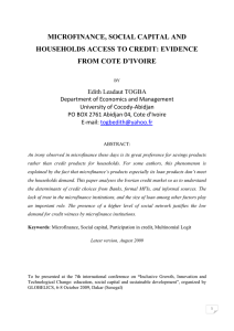 MICROFINANCE, SOCIAL CAPITAL AND HOUSEHOLDS ACCESS TO CREDIT: EVIDENCE FROM COTE D’IVOIRE