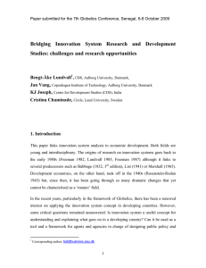 Bridging Innovation System Research and Development Studies: challenges and research opportunities ,