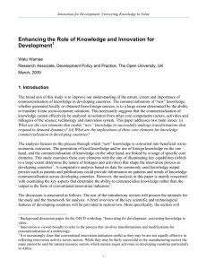 Enhancing the Role of Knowledge and Innovation for Development  1. Introduction