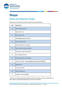 Stops Holds and Inspection Codes
