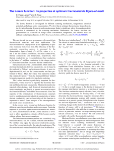 The Lorenz function: Its properties at optimum thermoelectric figure-of-merit