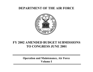 DEPARTMENT OF THE AIR FORCE FY 2002 AMENDED BUDGET SUBMISSIONS