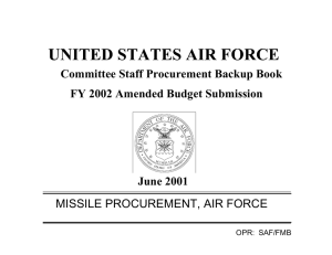 MISSILE PROCUREMENT, AIR FORCE Committee Staff Procurement Backup Book