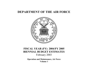 DEPARTMENT OF THE AIR FORCE FISCAL YEAR (FY)  2004/FY 2005