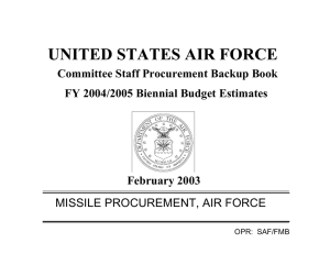 MISSILE PROCUREMENT, AIR FORCE Committee Staff Procurement Backup Book