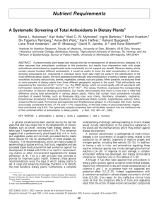 Nutrient Requirements A Systematic Screening of Total Antioxidants in Dietary Plants