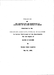 THESIS ON AGRICULTURAL C0LLGN Partial FUltillme Submitted to the