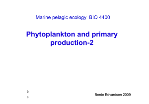 Phytoplankton and primary production-2 Marine pelagic ecology BIO 4400 k