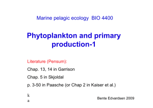 Phytoplankton and primary production-1 Marine pelagic ecology BIO 4400