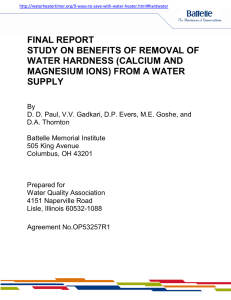 FINAL REPORT STUDY ON BENEFITS OF REMOVAL OF WATER HARDNESS (CALCIUM AND