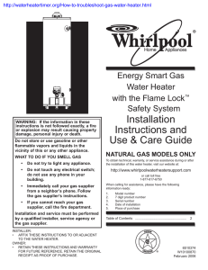 Installation Instructions and Energy Smart Gas Water Heater