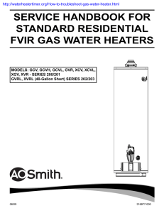 SERVICE HANDBOOK FOR STANDARD RESIDENTIAL FVIR GAS WATER HEATERS