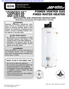POWER VENTED GAS FIRED WATER HEATER INSTALLATION AND OPERATING INSTRUCTIONS