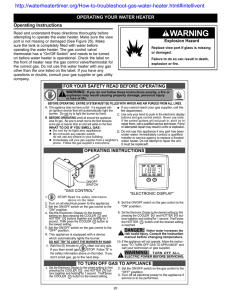WARNING Operating Instructions OPERATING YOUR WATER HEATER