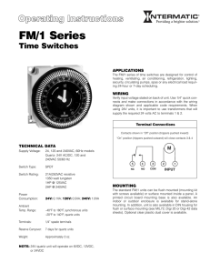 FM/1 Series Time Switches APPLICATIONS