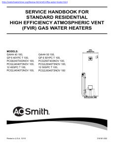 SERVICE HANDBOOK FOR STANDARD RESIDENTIAL HIGH EFFICIENCY ATMOSPHERIC VENT (FVIR) GAS WATER HEATERS