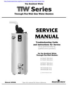 SERVICE MANUAL Through-The-Wall Gas Water Heaters Troubleshooting Guide