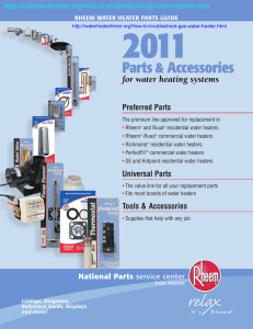2011 Parts &amp; Accessories for water heating systems Preferred Parts
