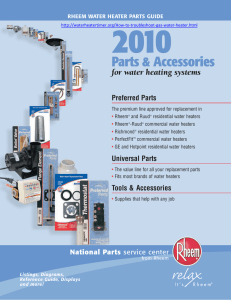 2010 Parts &amp; Accessories for water heating systems Preferred Parts