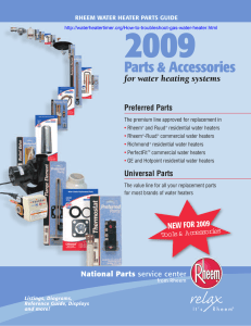 2009 Parts &amp; Accessories for water heating systems
