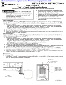INSTALLATION INSTRUCTIONS  Model IG1240RC3 Type 1 or Type 2 Surge Protection Device