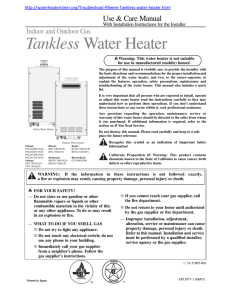 Tankless Use &amp; Care Manual Indoor and Outdoor Gas