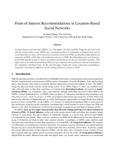 Point-of-Interest Recommendations in Location-Based Social Networks Jia-Dong Zhang, Chi-Yin Chow