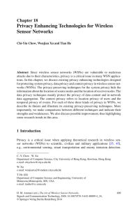 Privacy Enhancing Technologies for Wireless Sensor Networks Chapter 18