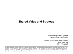 Shared Value and Strategy  Professor Michael E. Porter Harvard Business School