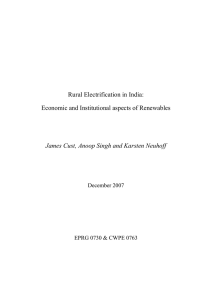 Rural Electrification in India: Economic and Institutional aspects of Renewables