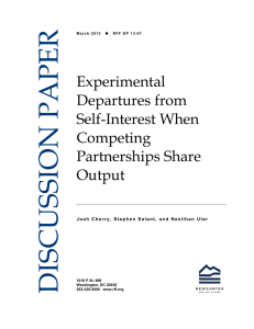 DISCUSSION PAPER Experimental Departures from