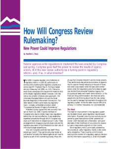 How Will Congress Review Rulemaking? New Power Could Improve Regulations