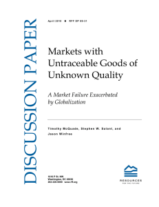 Markets with Untraceable Goods of Unknown Quality