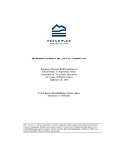 The Possible Elevation of the US EPA to Cabinet Status