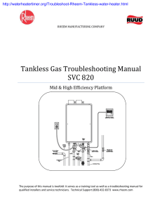 Tankless Gas Troubleshooting Manual SVC 820 Mid &amp; High Efficiency Platform