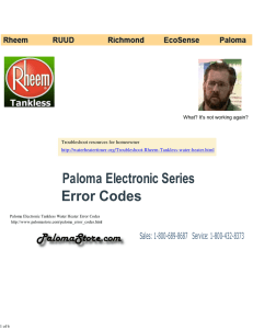 Error Codes Paloma Electronic Series