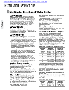 INSTALLATION INSTRUCTIONS Venting for Direct-Vent Water Heater DANGER: