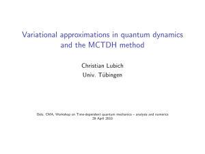 Variational approximations in quantum dynamics and the MCTDH method Christian Lubich Univ. T¨