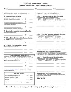 Academic Advisement Center General Education Course Requirements  SPECIFIC COURSE REQUIREMENTS DISTRIBUTION