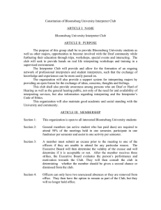 Constitution of Bloomsburg University Interpreter Club  ARTICLE I:  NAME