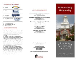 Bloomsburg University  AUTHORIZED CONTRACTS: