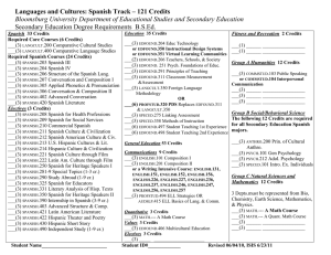 Languages and Cultures: Spanish Track – 121 Credits