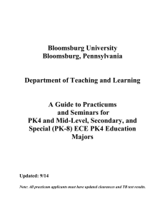 Bloomsburg University Bloomsburg, Pennsylvania Department of Teaching and Learning