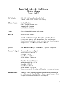 Texas Tech University Staff Senate Meeting Minutes January 15, 2009