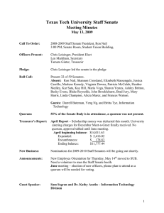 Texas Tech University Staff Senate Meeting Minutes May 13, 2009