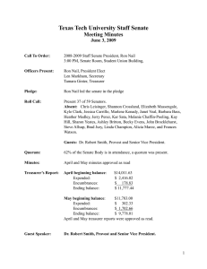 Texas Tech University Staff Senate Meeting Minutes June 3, 2009