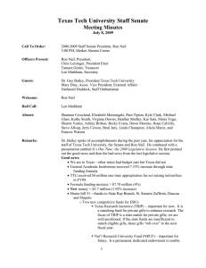 Texas Tech University Staff Senate Meeting Minutes July 8, 2009