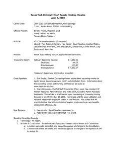 Texas Tech University Staff Senate Meeting Minutes April 7, 2010